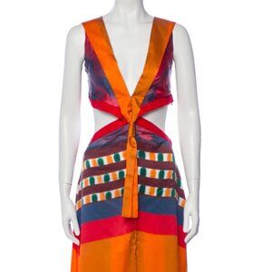 House of Aama - Printed Long Dress w/ cups - Size: M, FITS LIKE SIZE 2/4